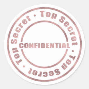 Sticker Rond Confidentiel Top Secret Rose Gold Moderne Glamour