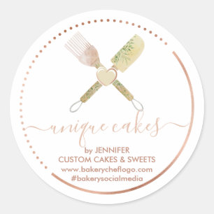 Sticker Rond confiserie Boulangerie Coeur Spatula Chef mignon