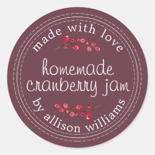 Sticker Rond Confiserie de cranberries maison de Noël en conser