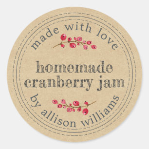 Sticker Rond Confit de Cranberry fait maison pour Noël