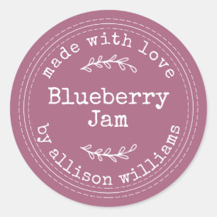 Sticker Rond Confit de myrtille fait maison rustique violet