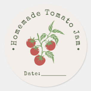 Sticker Rond Confit de Tomate Maison Date d'Emballage Rouge Fon