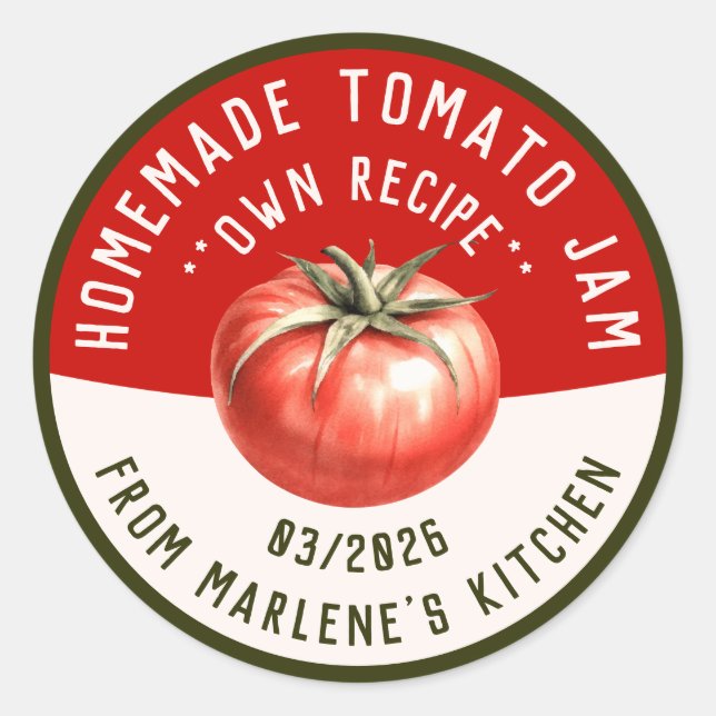 Sticker Rond Confit de tomates fait maison avec deux couleurs (Devant)