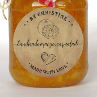 Sticker Rond Confit d'orange kraft fait main avec amour