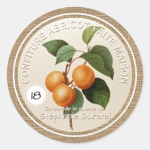 Sticker Rond Confiture Abricot faite maison Etiquette nom ronde