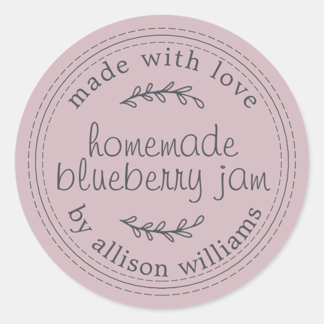 Sticker Rond Confiture artisanale de myrtille en pot violet (Devant)