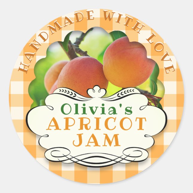 Sticker Rond Confiture artisanale en abricot (Devant)