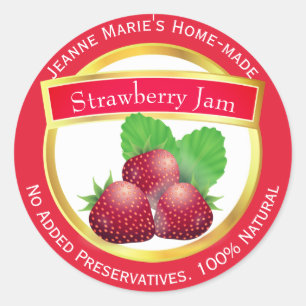 Sticker Rond Confiture aux fraises Conserve Maison Canne