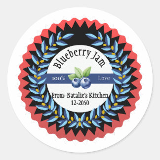 Sticker Rond Confiture Blueberry Fabriquée Avec Amour Moderne B