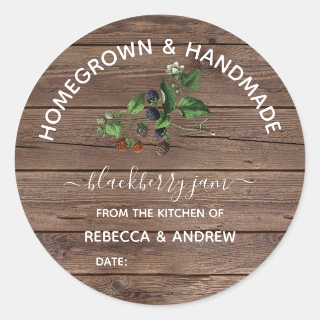 Sticker Rond Confiture de baies noires artisanales et artisanal (Devant)