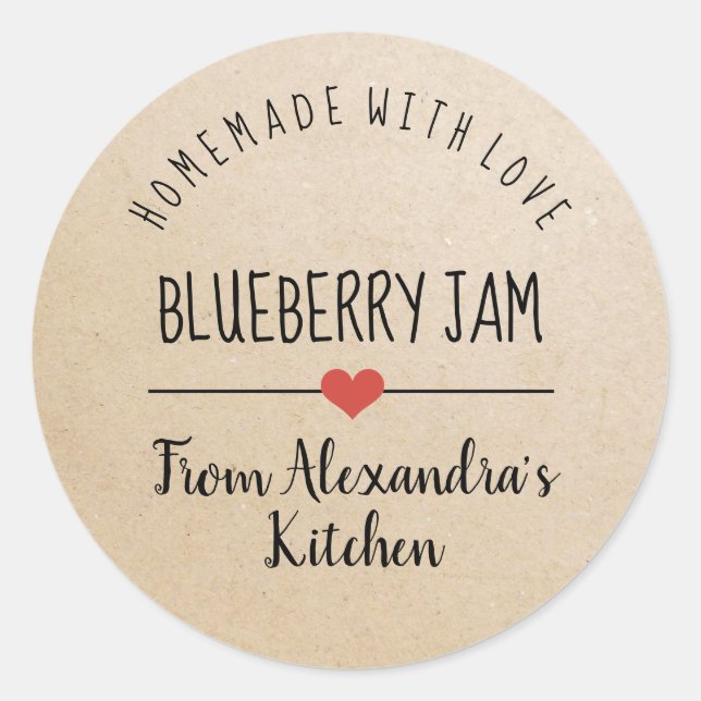 Sticker Rond confiture de bleuets maison faite avec amour (Devant)