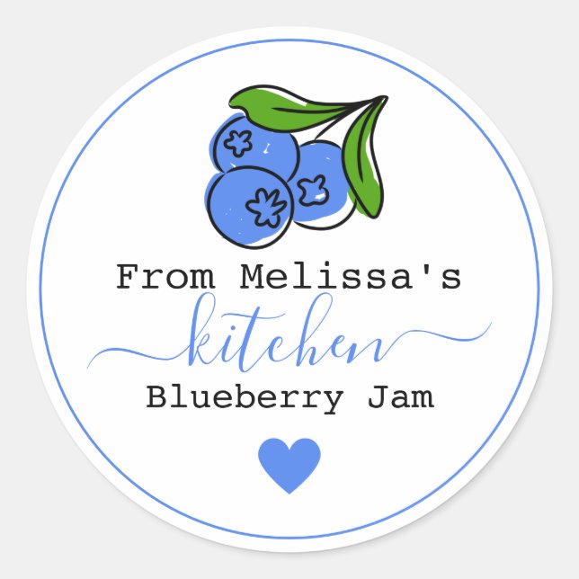 Sticker Rond Confiture De Blueberry Faite Maison De La Cuisine  (Devant)