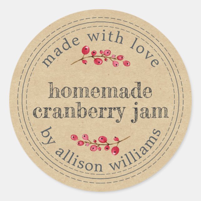 Sticker Rond Confiture de canneberge maison de Noël (Devant)