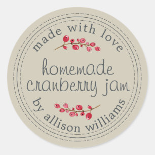 Sticker Rond Confiture de canneberges maison Clay Gray