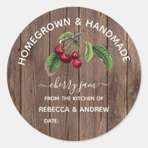 Sticker Rond Confiture de Cerises Faite Maison & Artisanale Boi