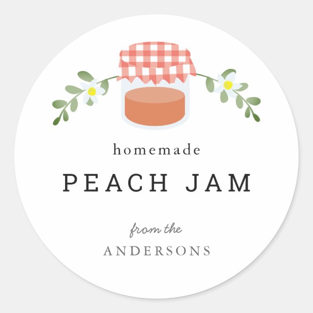 Sticker Rond Confiture de confiture de pêche artisanale Blancs  (Devant)