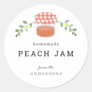 Sticker Rond Confiture de confiture de pêche artisanale Blancs