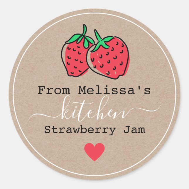 Sticker Rond Confiture De Fraise Faite Maison De La Cuisine D'A (Devant)
