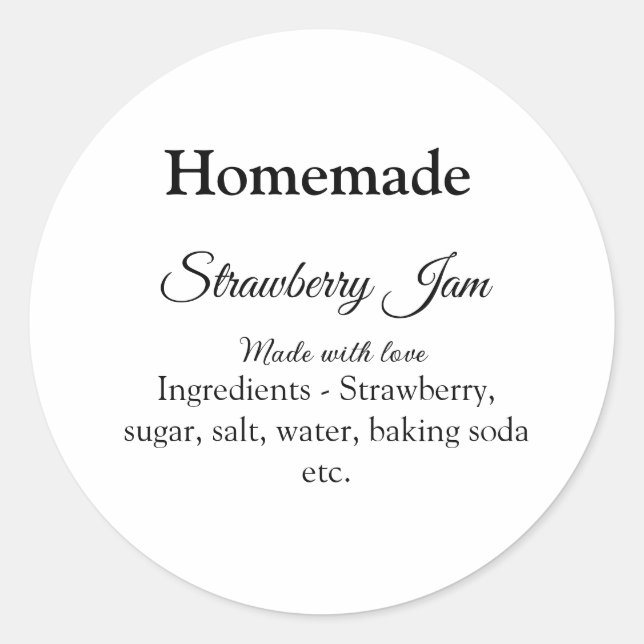 Sticker Rond Confiture de fraise maison faite avec amour ajoute (Devant)