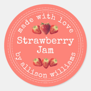 Sticker Rond Confiture de fraise maison rustique Classique Bâto