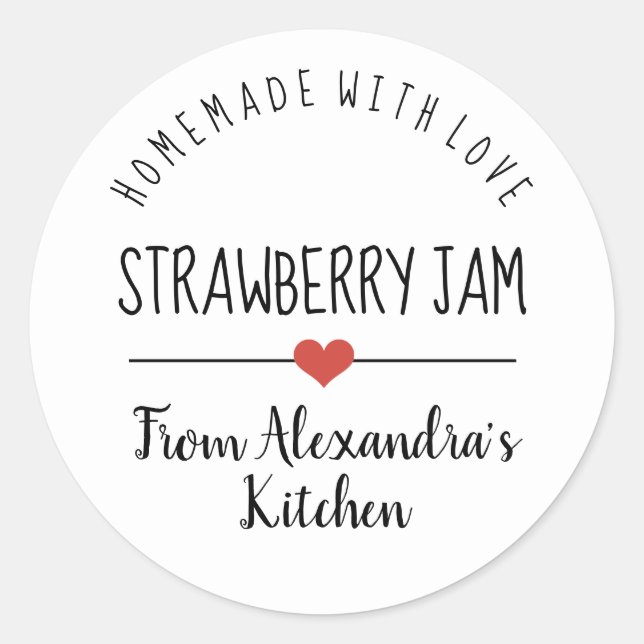 Sticker Rond confiture de fraises blanc fait maison avec amour (Devant)