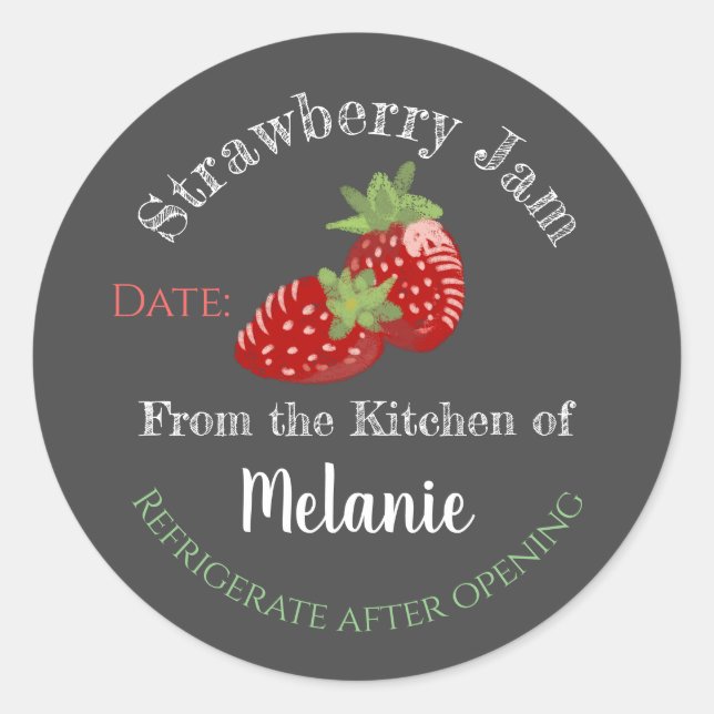 Sticker Rond Confiture de fraises maison Confiture de chalet pe (Devant)