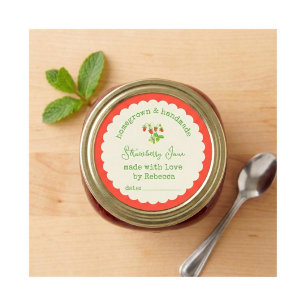 Sticker Rond Confiture de fraises maison et cultivées à la ferm