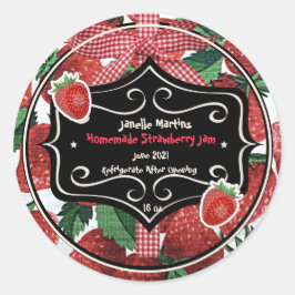 Sticker Rond Confiture de fraises maison personnalisée