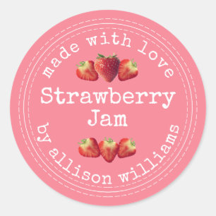 Sticker Rond Confiture de fraises maison rustique Classique Bât