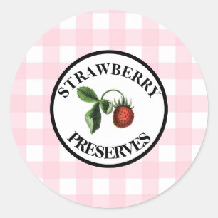 Sticker Rond Confiture de fraises rétro à carreaux