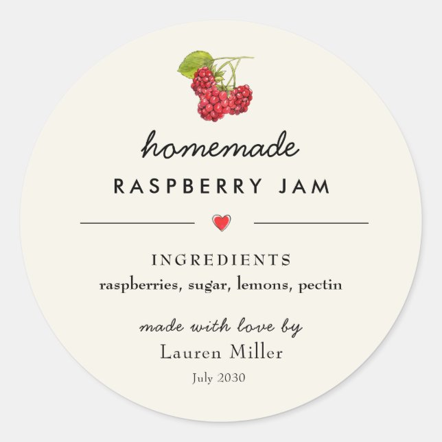 Sticker Rond Confiture de framboise Confiture maison (Devant)
