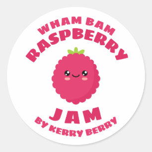 Sticker Rond Confiture de framboise Kawaii