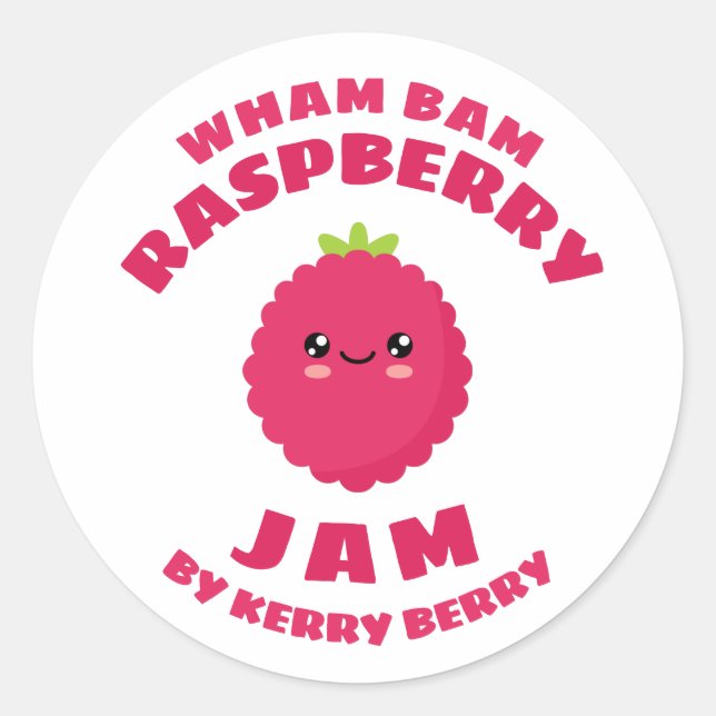 Sticker Rond Confiture de framboise Kawaii (Devant)