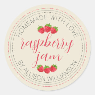 Sticker Rond Confiture de framboise maison rustique peut Antiqu