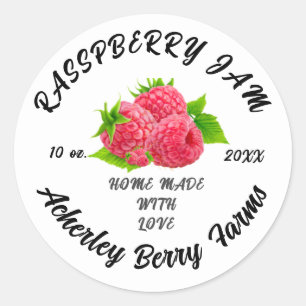 Sticker Rond Confiture de framboise personnalisée Classique Cl