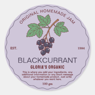Sticker Rond Confiture de fruits de cassis vintage Produit fait