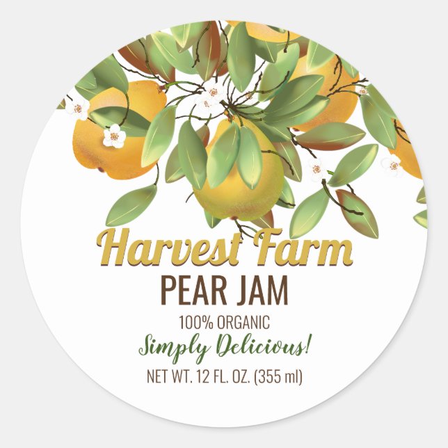 Sticker Rond Confiture de fruits poires (Devant)