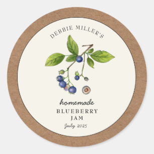 Sticker Rond Confiture de myrtille bordure en papier kraft