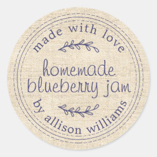 Sticker Rond Confiture de Myrtille Maison Rustique Canning Bleu