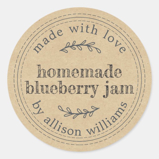 Sticker Rond Confiture de myrtille maison rustique dans un pot  (Devant)