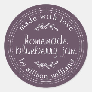 Sticker Rond Confiture de myrtille maison rustique en conserve 