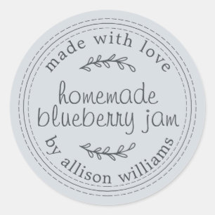 Sticker Rond Confiture de myrtille maison rustique en conserve 
