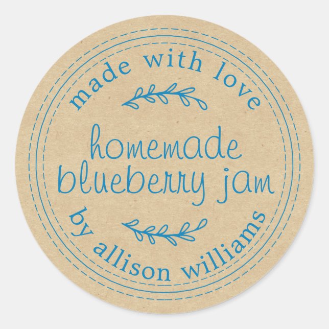 Sticker Rond Confiture de myrtille maison rustique mise en cons (Devant)
