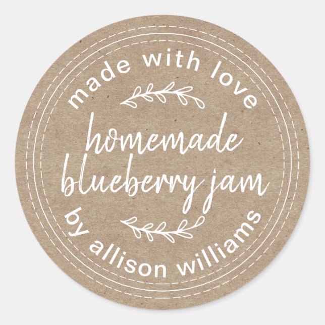Sticker Rond Confiture de myrtille maison rustique mise en cons (Devant)