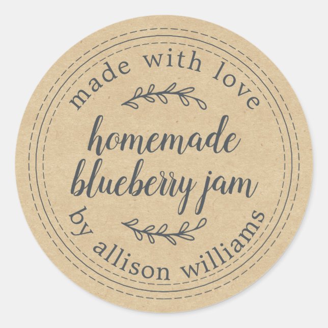 Sticker Rond Confiture de myrtille maison rustique mise en cons (Devant)