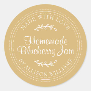 Sticker Rond Confiture de myrtille maison rustique mise en cons
