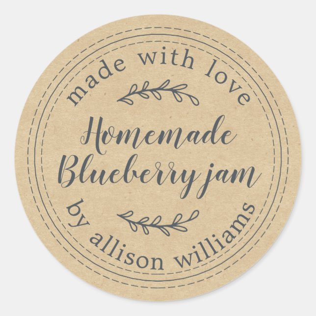Sticker Rond Confiture de myrtille maison rustique mise en cons (Devant)