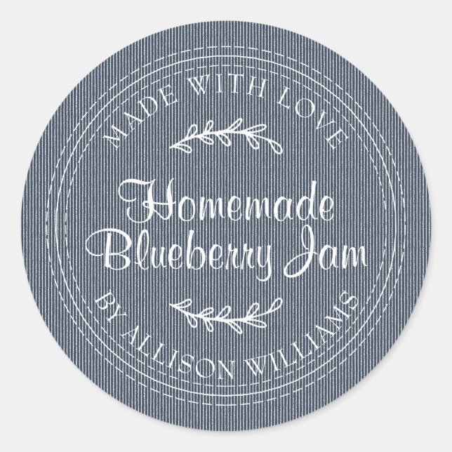 Sticker Rond Confiture de myrtille maison rustique mise en cons (Devant)