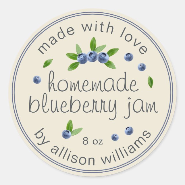 Sticker Rond Confiture de myrtille maison rustique mise en cons (Devant)