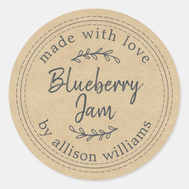 Sticker Rond Confiture de myrtille maison rustique mise en cons (Devant)